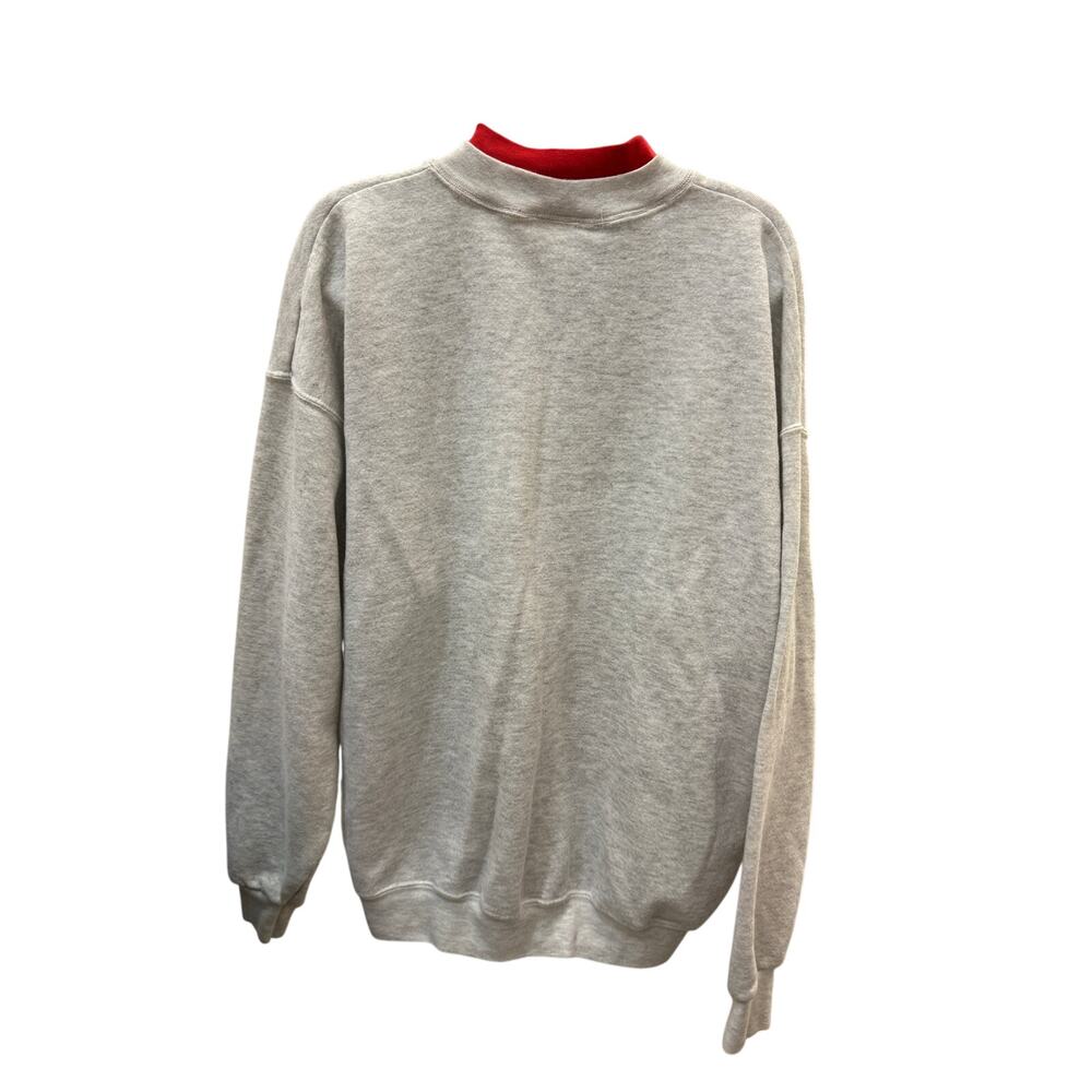 🎄 Pleasant Shade XL Gray 90s Vintage Christmas Reindeer Sweatshirt Red Trim - Picture 3 of 4